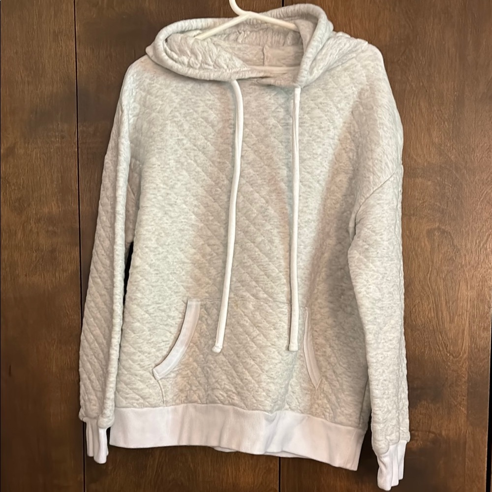 Lands' End Gray Cowl Neck Sweater with Textured Fabric